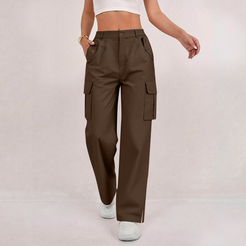 Women's Cargo Pants Spring and Autumn New Style Straight-Leg Pants Sports Wide-Leg Pants High-Waisted Casual Pants