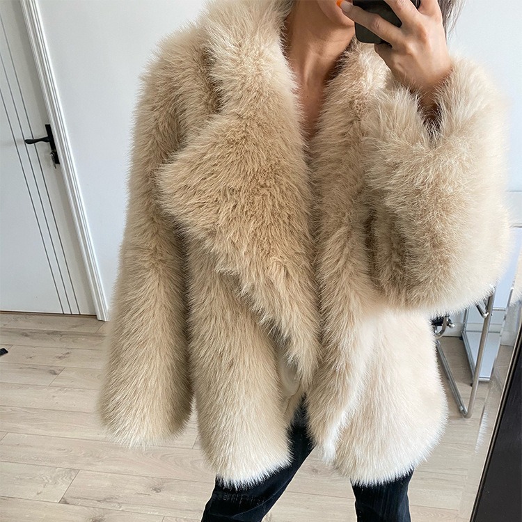 Women's Clothing Fox Fur Fur Coat For Women Medium And Long Style Temperament Large Lapel Loose Net Celebrity Plush Coat_voghion.com