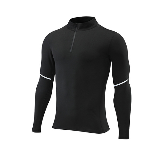 New half-zip quick-drying clothing men's tight-fitting high-elastic stand-up collar golf clothing outdoor running fitness clothing T-shirt long sleeves
