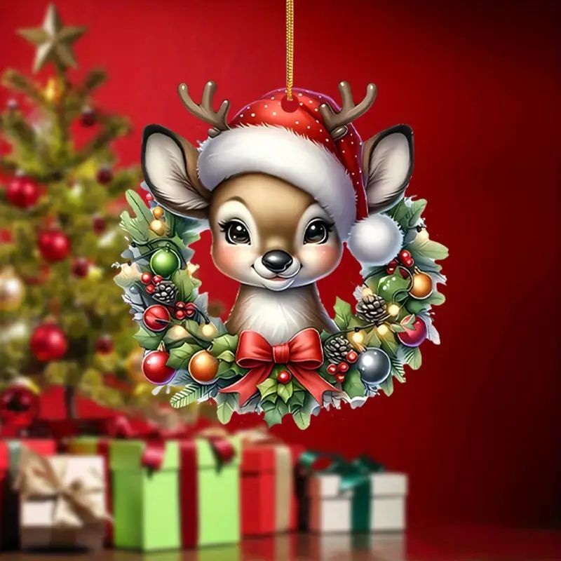Navidad encantadora ciervo decoración de vacaciones colgante de nuevo acrílico transfronterizo colgante de automóvil plano mochila colgante