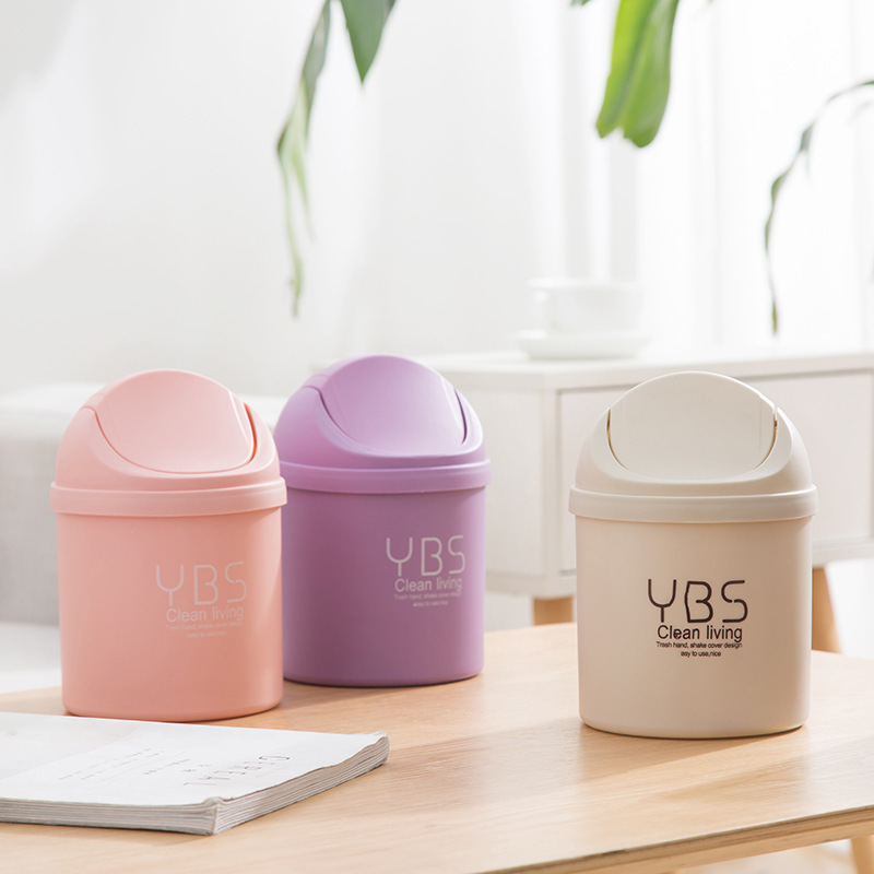 Creative Mini Desktop Trash Can Home Kitchen Desk Covered Trash Can Living Room Debris Storage Cleaning Bucket