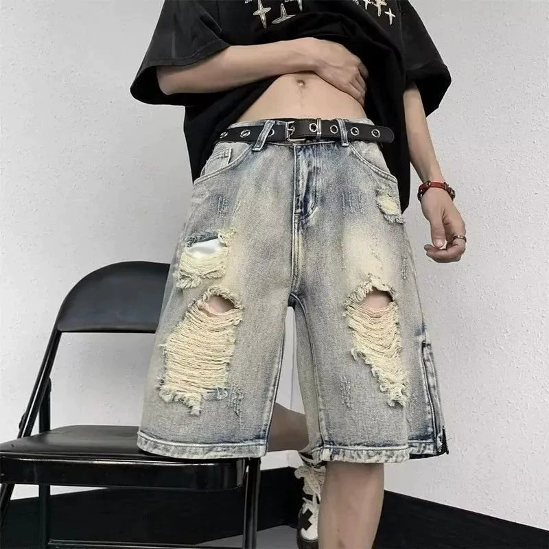 Джинсовая юбка, летние шорты, американский стиль, свободный прямой крой, размер oversize
