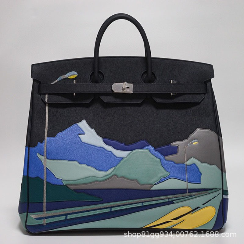 HCA40swift tela de tela para hombres bolsos de mano H casa pura mano cerámica bolsos cosidos 45cm de mano ultra ligero