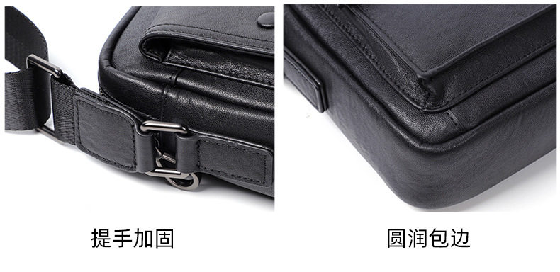Túi đeo chéo nam da bò thật kiểu ngang cỡ nhỏ 29×11×17 cm — Màu đen chi tiết 6