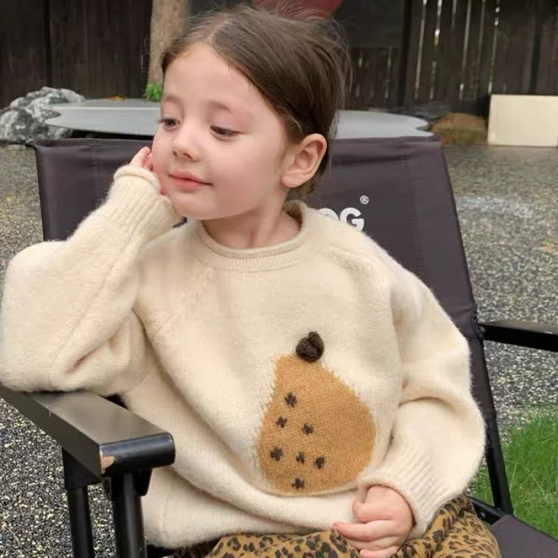 (Cross-border trading), cream demi-season cartoon autumn sweater, children's cute knitted thermal underwear, Korean style, oversize