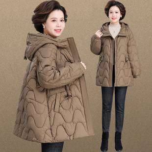 Down jacket for middle-aged and elderly women's mother's outfit mid-length middle-aged women's autumn and winter coat for the elderly winter cotton-padded jacket for 50 years old