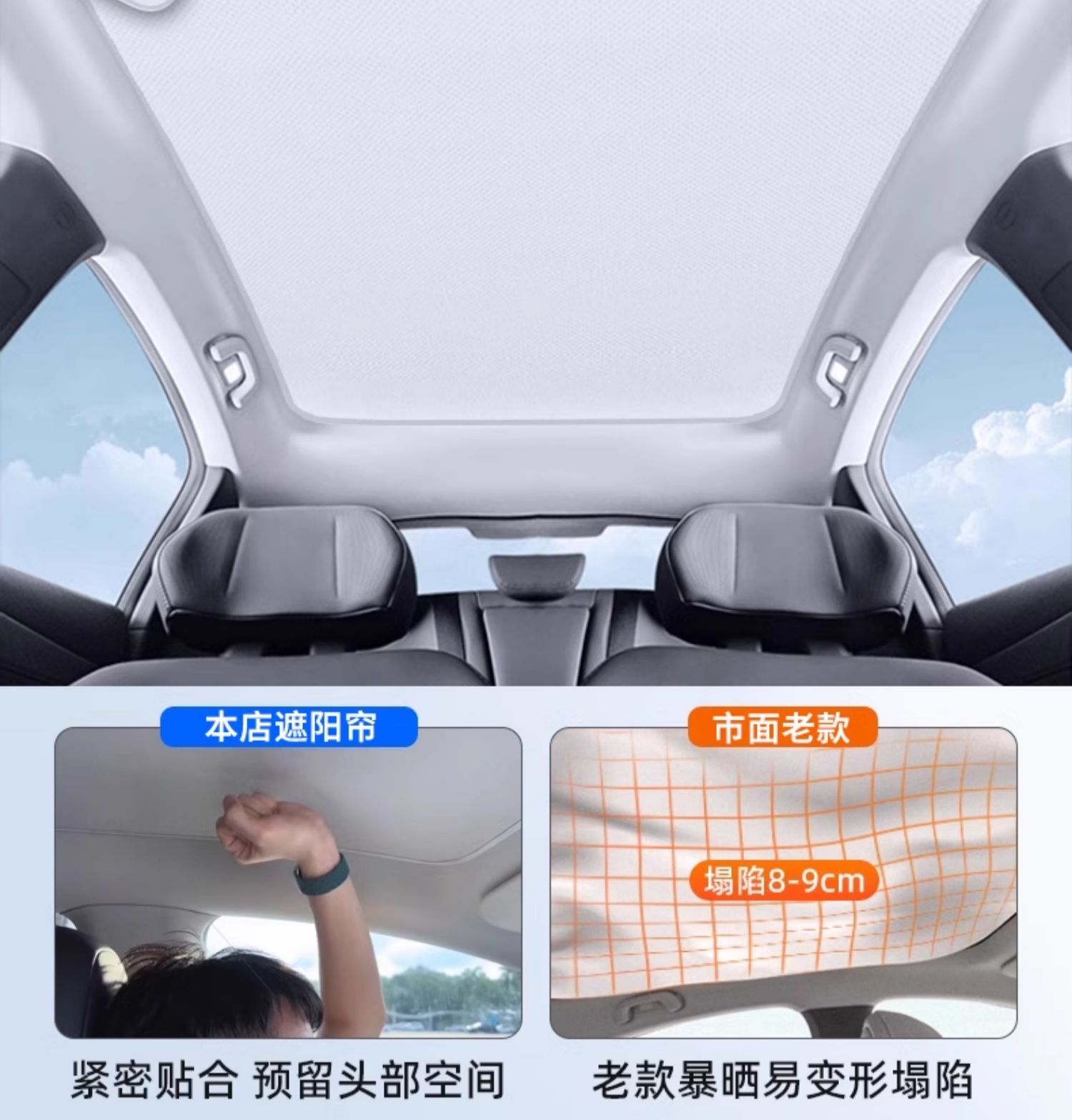Suitable for Mercedes-Benz Glc300 Sunshade, C260L Sunroof, Gla Sunshade, E300 Roof Sunshade, Electrostatic Adsorption