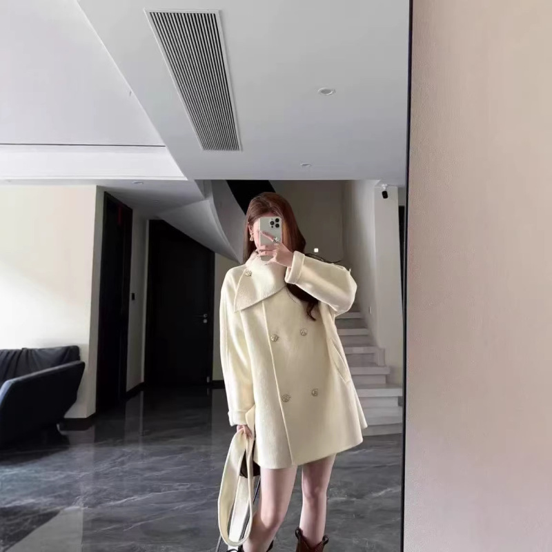 【Han Xi】Korean Style Double-Sided Wool Coat for Women 2025 Autumn/Winter with Neck Scarf for Petite Figures 【Han Xi】Korean Style Double-Sided Wool Coat for Women 2025 Autumn/Winter with Neck Scarf for Petite Figures