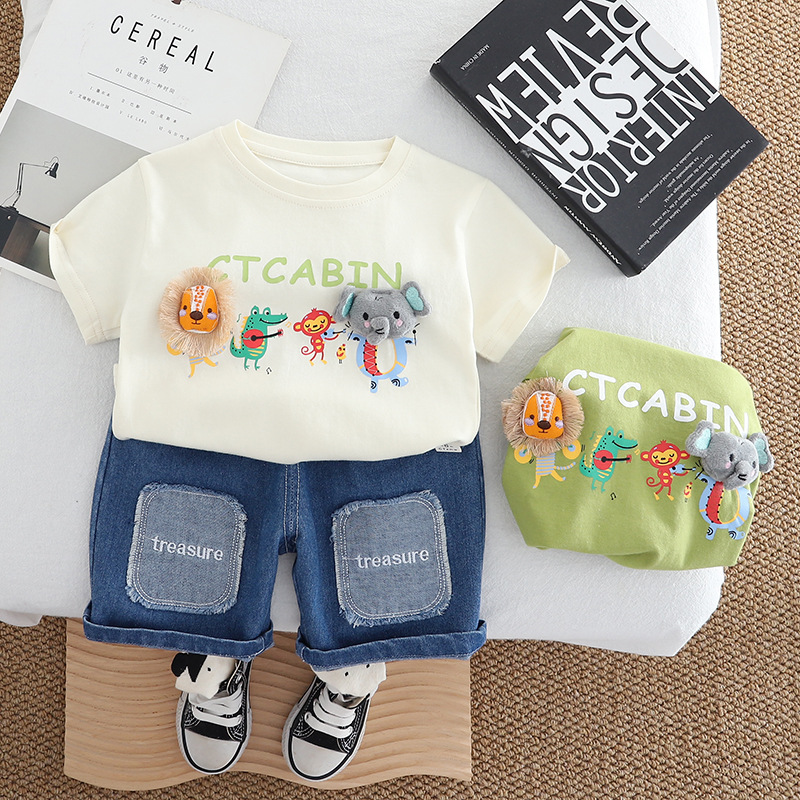 Bestseller per bambini, cartone animato, manica corta, 2026, nuovo ed elegante set estivo da due pezzi per bambini da 1 a 5 anni ALYCExiyuebaobao_voghion.com