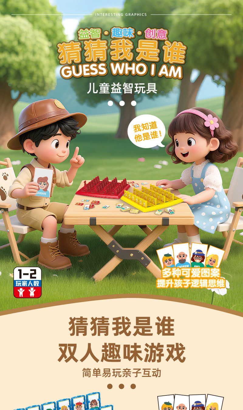 猜猜我是谁桌游儿童益智逻辑推理游戏猜人物亲子互动棋牌玩具跨境-阿里巴巴