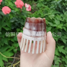 天然牛角经络梳纯色圆筒头皮按摩梳头宽齿牦牛角头疗梳子正品批发