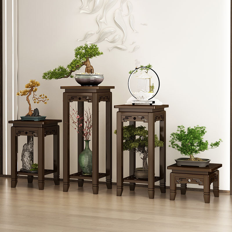 阳台客厅仿古花架子实木花几落地式新中式花盆2025新款绿植摆放架