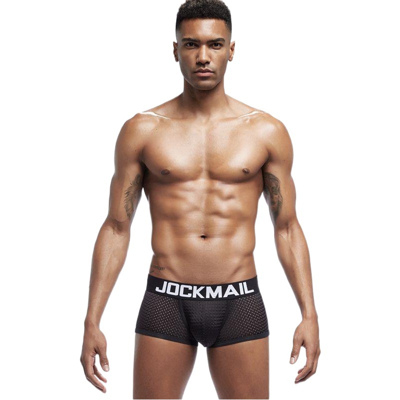 Pantalones cortos de boxeador juvenil transpirable de seda de hielo marca de moda JOCKMAIL malla de ropa interior de secado rápido para hombre