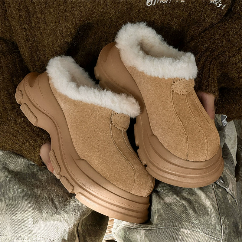 Теплые сапоги Baotou с толстой подошвой для женщин, сапоги Birkenstock на липучке, широкие носки для пар, хлопковые ботинки, обувь для мужчин от холода