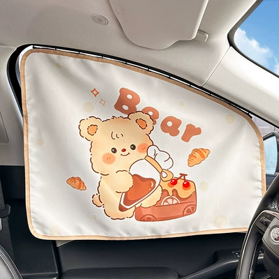 car sunscreen cute – Car curtains - track-curtain-main-driver-bread-bear