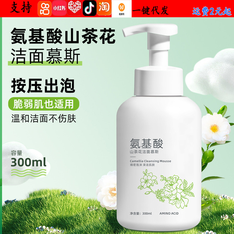 Amino Acid Camellia Cleansing Mousse Facial Cleanser Deep Cleansing Delicate Pores Oil Control Foaming Cleanser Makeup Remover