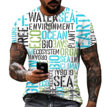 跨境四叶草男士T恤3d打印扑克牌时尚休闲英文字母印花短袖服饰