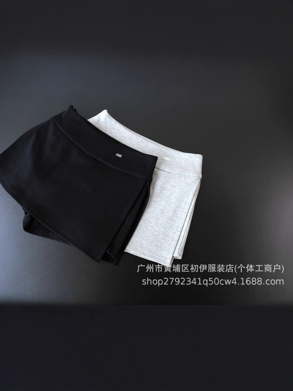 高バージョン~AN25夏の新しい多用途刺繍文字スリムサイドスリットホットショートキュロット女性用|undefined