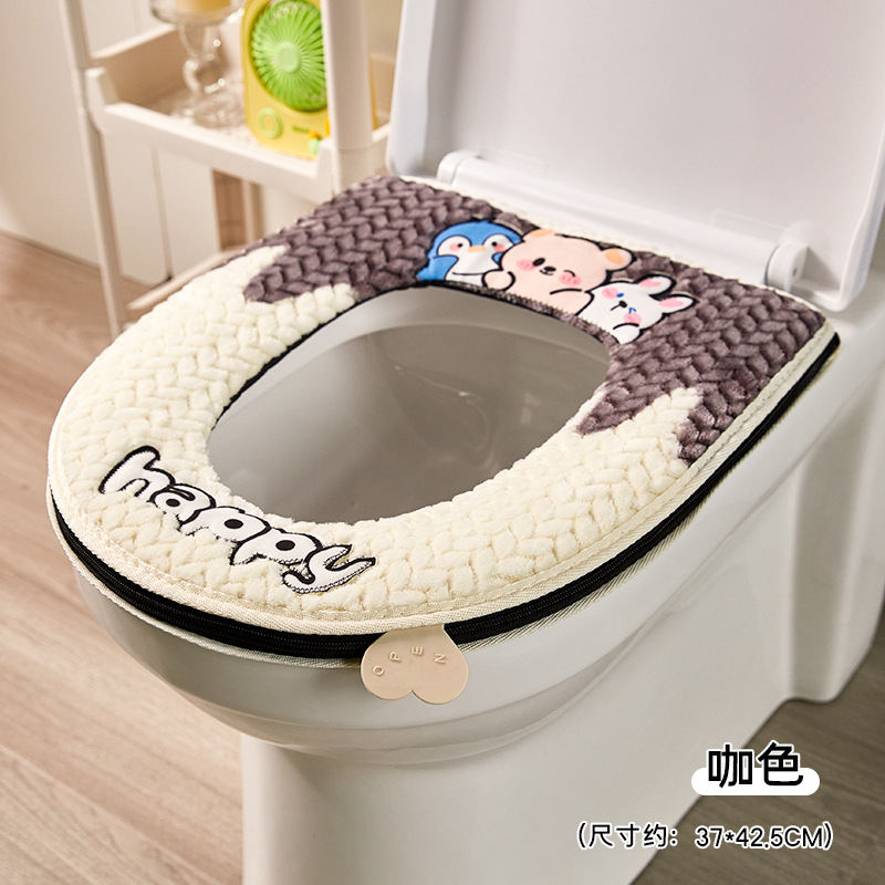 Nuevo cojín de inodoro de peluche engrosado suave invierno hogar cubierta de asiento completo lavadora lavable con mano