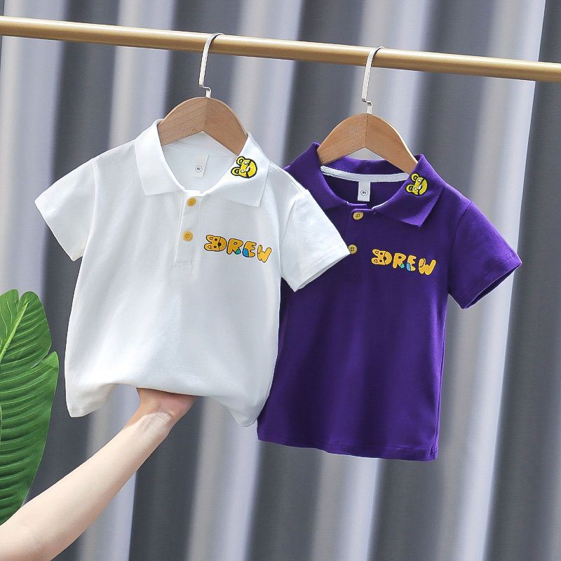 Embroidered Bear-Head Polo Shirt for Boys and Girls - Summer 2022 New Fashion Style - Simple and Elegant - Popular Summer Item