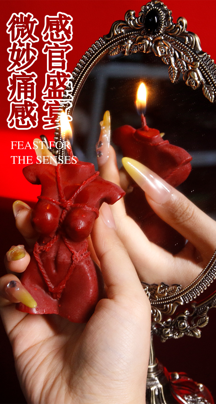 Jiuai Cat Claw Rose Low-Temperature Massage Candle, Soy Wax, 42°C, Red — detail image 20