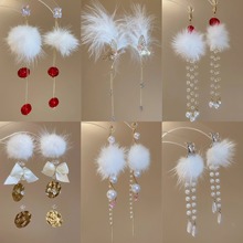 银针毛球流苏珍珠耳钉精致气质时尚百搭耳环轻奢高级感爆款耳饰女