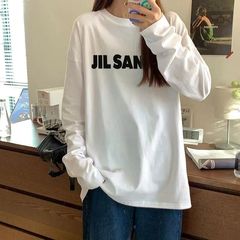 重いポンドの純綿の長袖のtシャツの女子学生はゆったりしています。