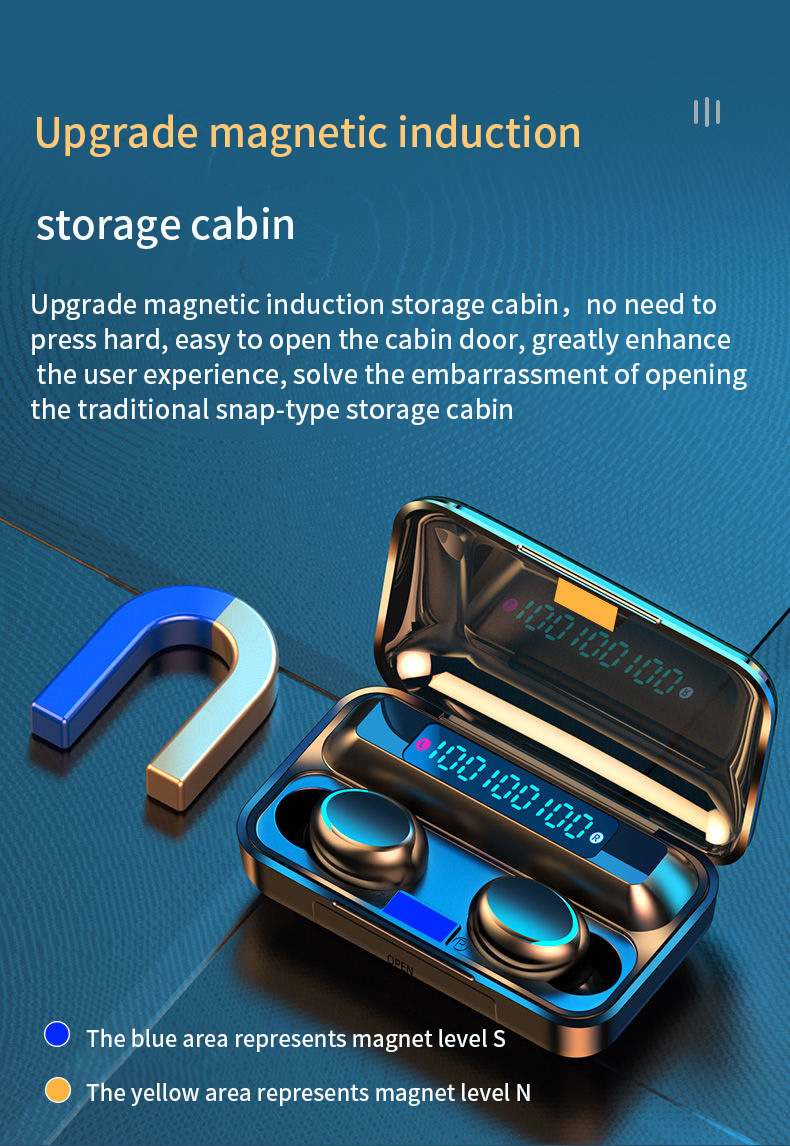 M10F9TWS Mini 5.0 Touch véritable casque Bluetooth sans fil affichage numérique deux dans l'oreille étanche_voghion.com