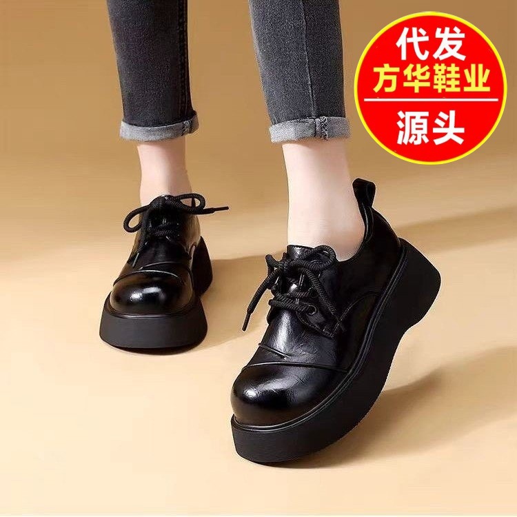 2026 primavera nueva cabeza redonda de cuero suave estilo británico Lefour zapatos de mujer cómodos ultraligeros antideslizantes anti-desgaste zapatos de cuero versátiles