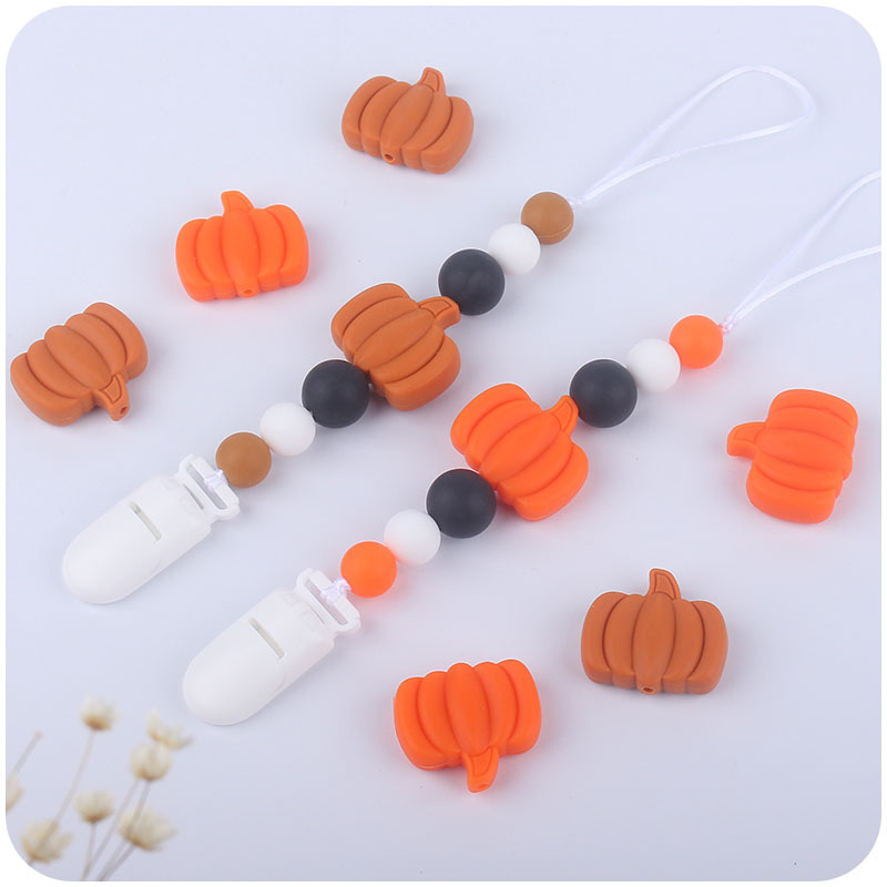 Nuevo bebé suministros calabaza mordedor dientes molienda pulsera bebé calabaza cuentas de silicona pezón cadena anti-caída