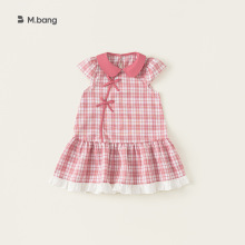 宥宝童装女童连衣裙夏装2025新款中大童儿童夏季撞色格子背心裙