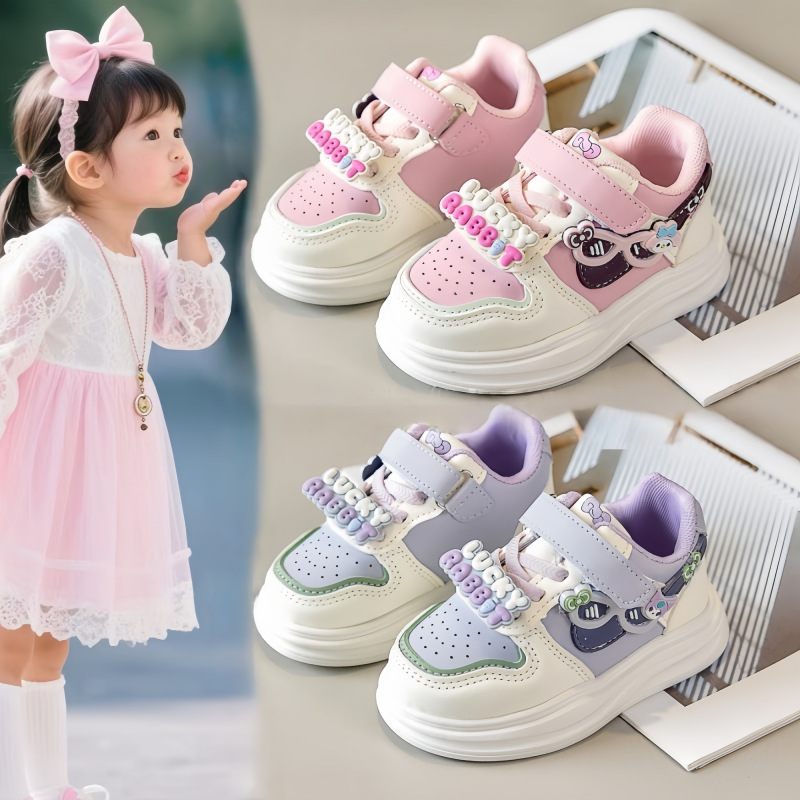 Zapatillas para niños Calzado deportivo para niñas Calzado para niños Kulomi 2025 Nuevo estilo Primavera y otoño Jardín de infancia Zapatos blancos Zapatos para bebés