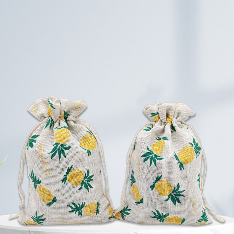 菠萝印花棉布束口袋手串文玩礼品袋饰品珠宝收纳袋抽绳小布袋批发