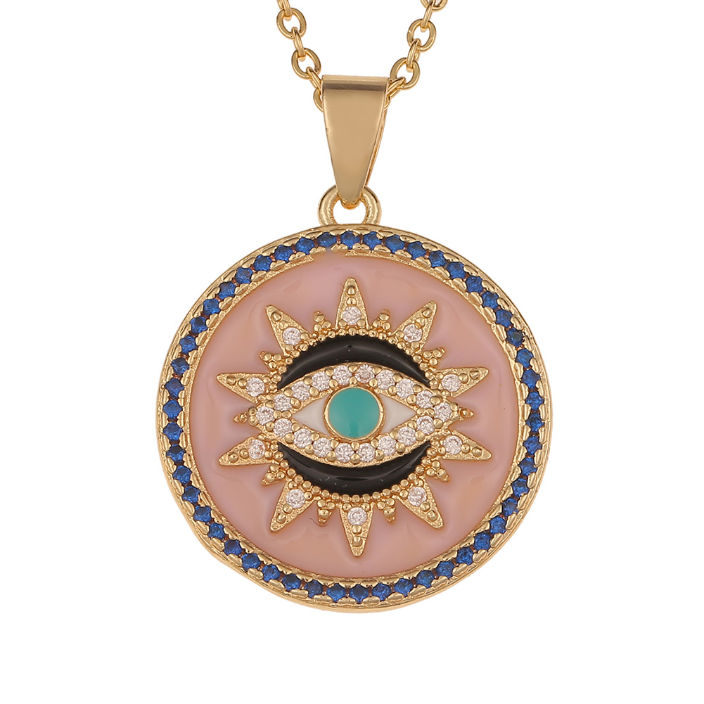 Fashion Geometric Lucky Eye Drop Oil Pendant Necklace Wholesale Nihaojewelry display picture 9