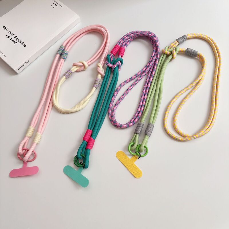 Color-Blocked Handmade Woven Phone Lanyard, Trendy and Fashionable, Anti-Lost, Three-Use Detachable Strap for Bags, Water Bottles, and Cameras