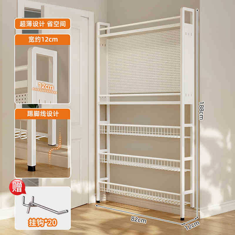 Estante detrás de la puerta Estantería ultrafina de hierro forjado de piso a techo para niños con espacio de pared simple y extremadamente estrecho Gabinete de almacenamiento doméstico montado en la pared