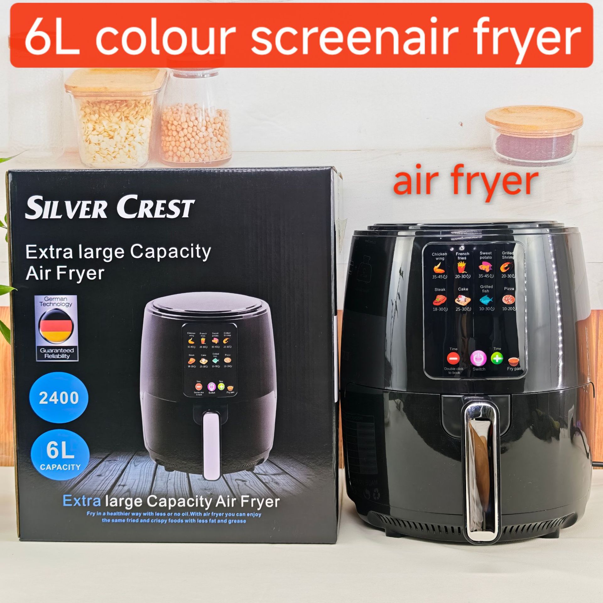 6L Air Fryer Multifunctional Smart Touch Screen Oven Large Capacity Air Fryer Electric Fryer French Fries Machine