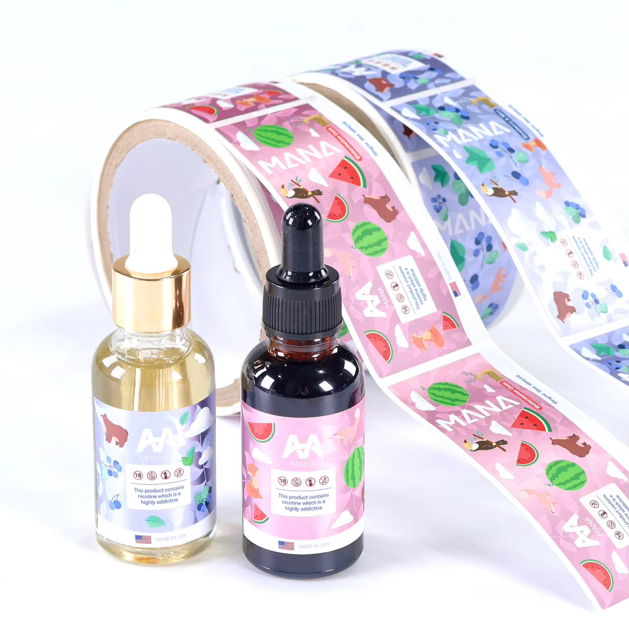 薄荷味烟油标签尼古丁电子标签欧盟TPD合规烟油不干胶防伪贴纸