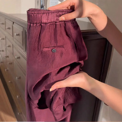 ピュアアセテート9点ハーレムパンツ2025新作ストレートレディースパンツスリムでドレープ感のある万能夏クールパンツ夏