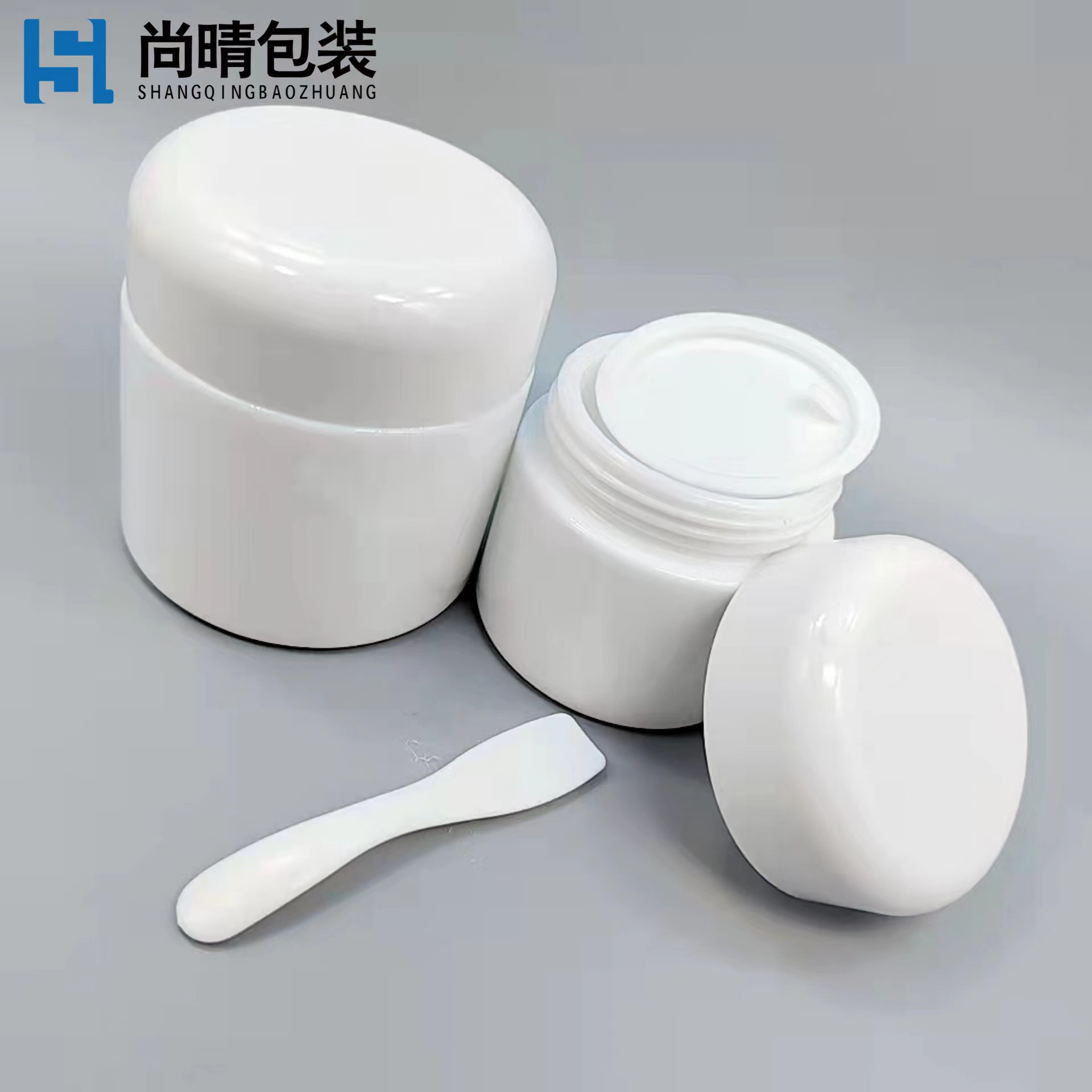 En stock suministro 100g botella de crema de cúpula 50g Jade blanco crema facial botella de crema cosmética frasco de crema de porcelana blanca