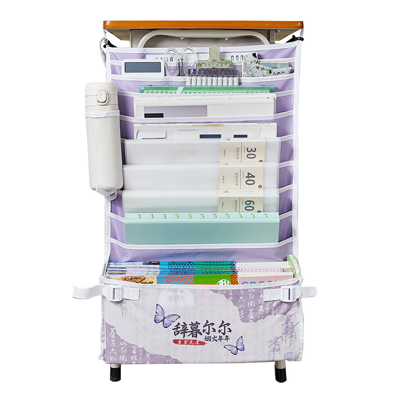 Nuevo estilo chino mariposa de gran capacidad colgante bolsa de libros de almacenamiento de libros de estudiantes de secundaria y secundaria escritorio artefacto bolsa de almacenamiento multicapa