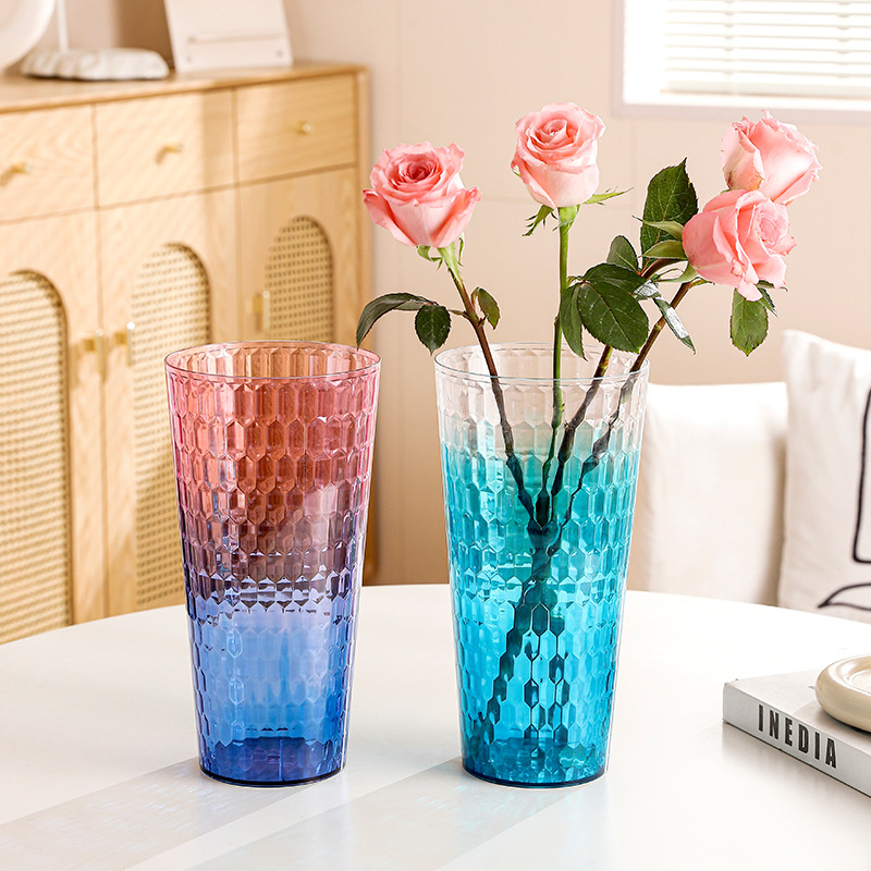 Arreglo de flores de alto nivel de claridad de dos colores de floración de flores de alto nivel de inspiración de viento para el hogar, recipiente de flores creativo para la sala de estar, ramo de flores decorativo, arreglador de flores