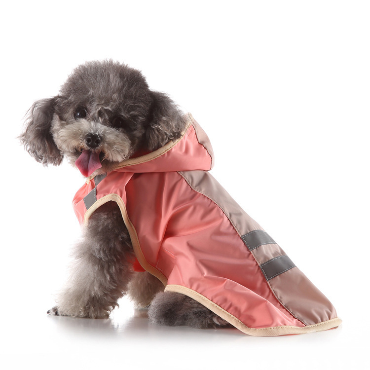 Waterdichte regenjas voor honden met reflecterende strepen, verkrijgbaar in de maten Small, Medium en Large. Hondenkleding en -schoenen._voghion.com