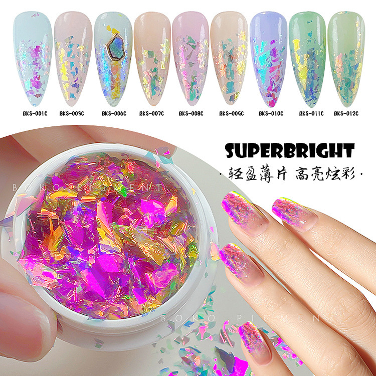 Platinum New Classy Optical Chameleon Aurora Pink Cloud Brocade Flakes Opal Powder Explosion Flakes 9 Colors Raw Materials 0.1g Platinum New Classy Optical Chameleon Aurora Pink Cloud Brocade Flakes Opal Powder Explosion Flakes 9 Colors Raw Materials 0.1g