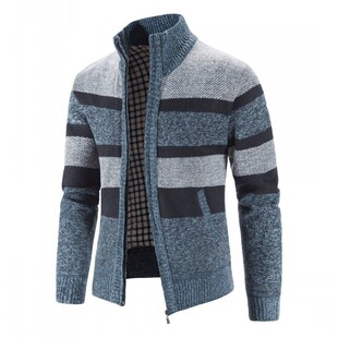 2025 Autumn and Winter Popular Velvet Thickeneded Large Size Trendyy Jacket Men's Export Sweater Jacket Stand Collar Cardigan