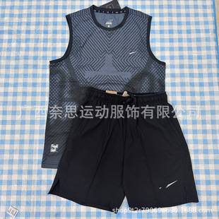 New Foreign Trade Quick-Drying Breathable Loose-Fitting Sports Fitness Running Suit Daily Casual Sleeveless Shorts for Men Wholesale Order