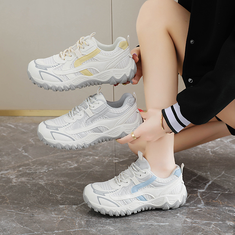 Zapatillas Deportivas Chunky para Mujer Capellada de PU y Malla Suela de Caucho con Aumento de Estatura para Uso Diario