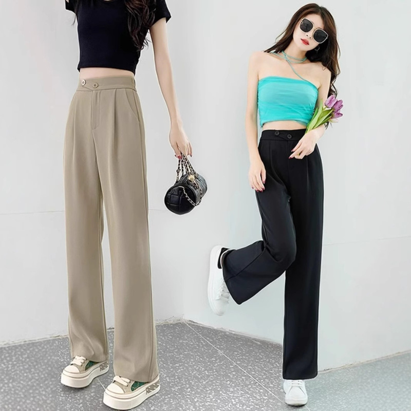 145 Small Ice Silk Pants Women's Thin Summer Collocation Xs High Waist Casual Wide Leg Pants with High 150 145 Small Ice Silk Pants Women's Thin Summer Collocation Xs High Waist Casual Wide Leg Pants with High 150