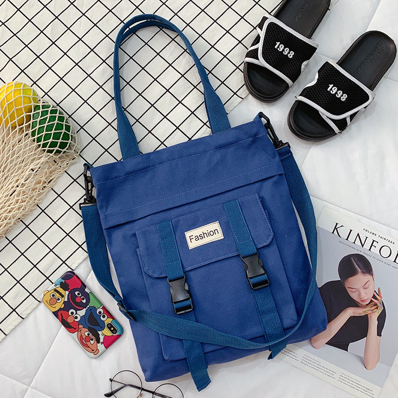 新款ins风单肩包女学生背包 大容量原宿森系帆布包女斜挎包|ms