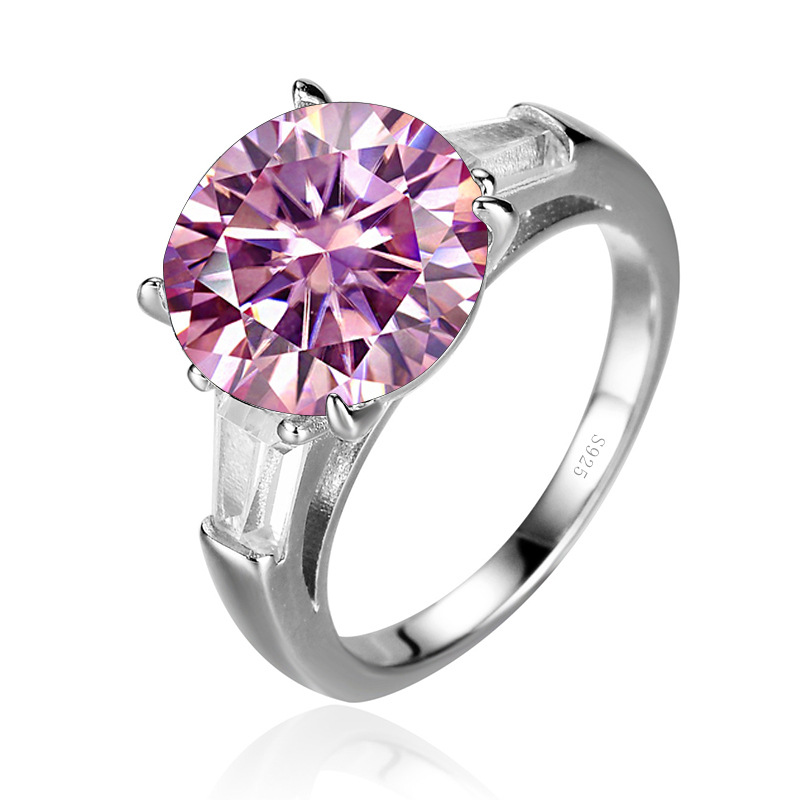 S925 plata de lujo de oro de 18 quilates de 5 quilates D anillo de piedra de moissanita en stock